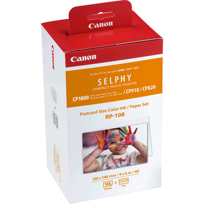 Canon selphy rp-108 high capacity ink for cp820/910/1000/1200/1300/1500 w/108 photo paper sheets, , medium