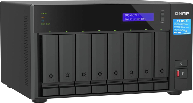 Qnap TVs-h874t-i9-64G 8-bay thunderbolt 4 quts hero nas Intel Core i9-12900 64GB ddr4 dual 2.5GBe HDMI diskless-null