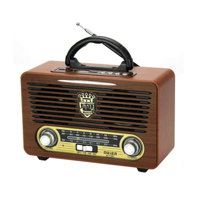 Φορητό επαναφορτιζόμενο ραδιόφωνο με bluetooth vintage style meier 115bt, Brown, medium