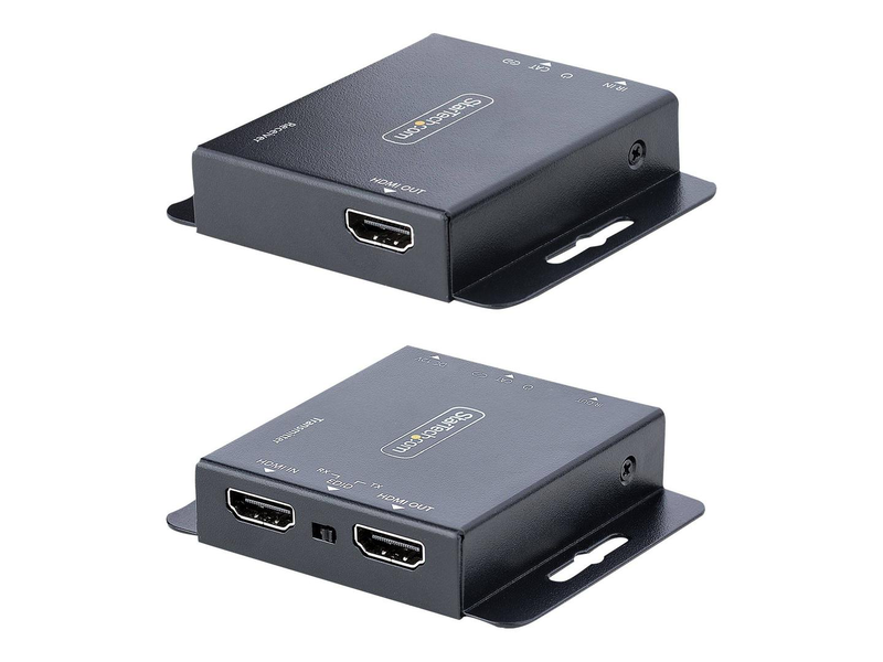 Startech.com HDMI extender over cat6/cat5, 4k 30hz/40m or 1080p 60hz/70m video extender, 4k HDMI over ethernet extender, poc HDMI transmitter and receiver kit, ir extension / local video output, , medium-null