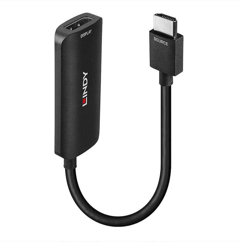 Lindy - adapter - HDMI male to displayport, micro-USB type b (power only) female - 15.7 cm - black - 4k60hz (3840 x 2160) support-null