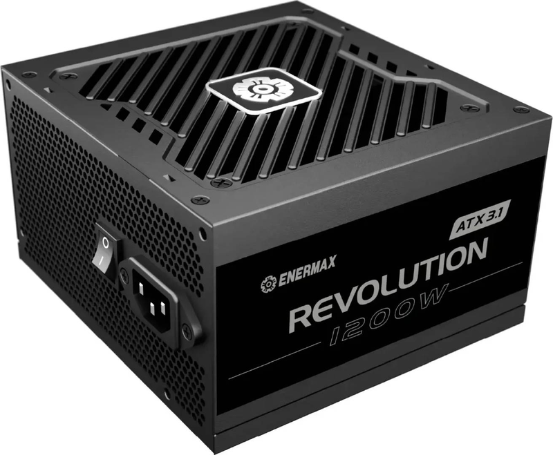 Enermax revolution atx 3.1 1200w psu 80+ gold fully modular pcie 5.1 native 12v-2x6 semi-fanless japanese caps black-null
