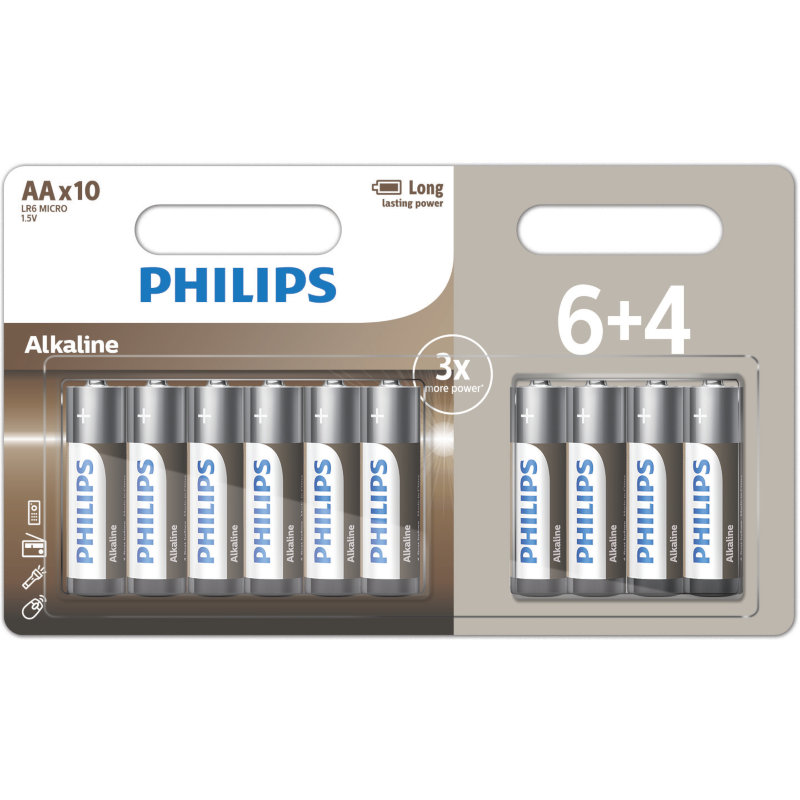 Philips alkaline batteries aa 10pcs-null
