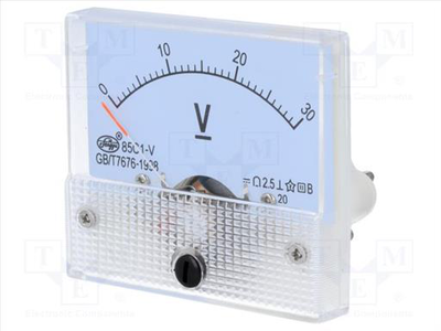 Voltage meter analogue dc panel 0-30v, , medium
