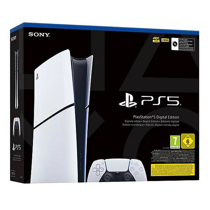 Sony playstation 5 (model group - slim) digital edition, playstation 5, black, white,, , medium-null