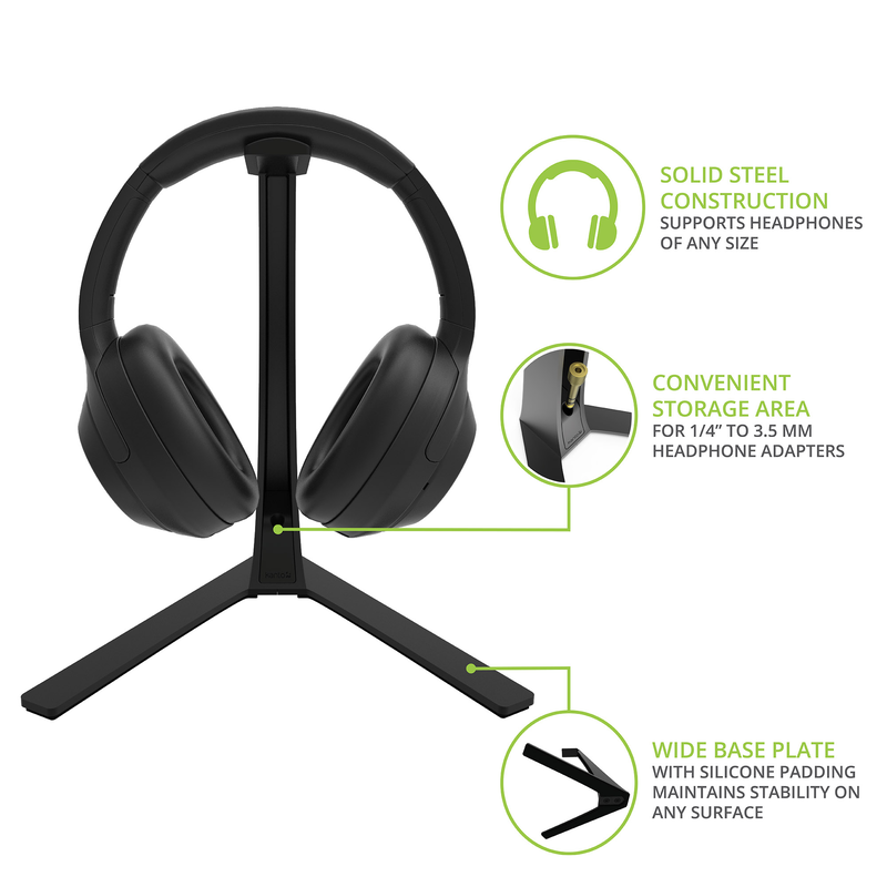 Kanto h3 universal desktop headset stand with silicone padding and adapter holder-null