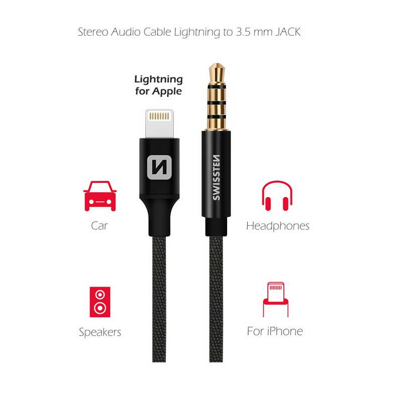Swissten  audio lightning to 3.5mm jack 1.5m black, , medium-null