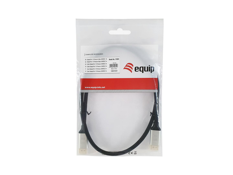 Equip - displayport cable - displayport (m) to displayport (m) - displayport 1.4 - 5 m - 8k30hz (7680 x 4320) support, 4k144hz (3840 x 2160) support, 5k60hz (5120 x 2880) support, 1080p support 240hz, 2k240hz (2560 x 1440) support, 8k60hz (7680 x 4320) su-null