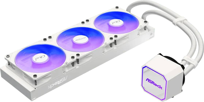 Asrock pro white 360 argb 360mm aio liquid CPU cooler triple 120mm argb fans copper base 0db mode-null