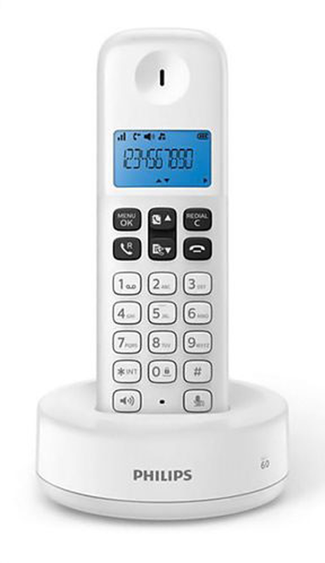 Philips d1611w/grs white (greek menu) wireless phone open listening, illuminated screen and 50 memory-null