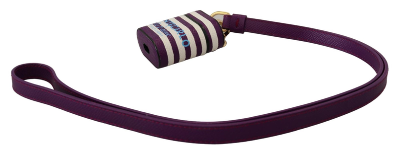 Purple leather strap gold metal logo AirPods case-null