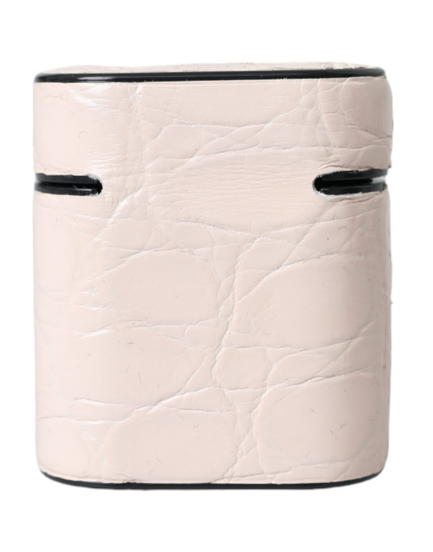 Light pink leather metal logo plaque AirPods case-null