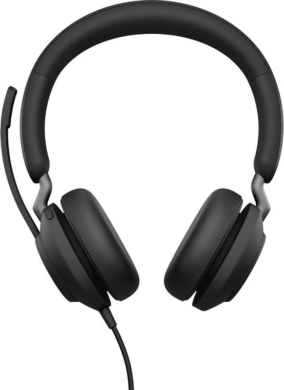 Jabra evolve2 40 se uc stereo wired on-ear USB-c headset black 3 mic noise isolating busylight extended cord-null