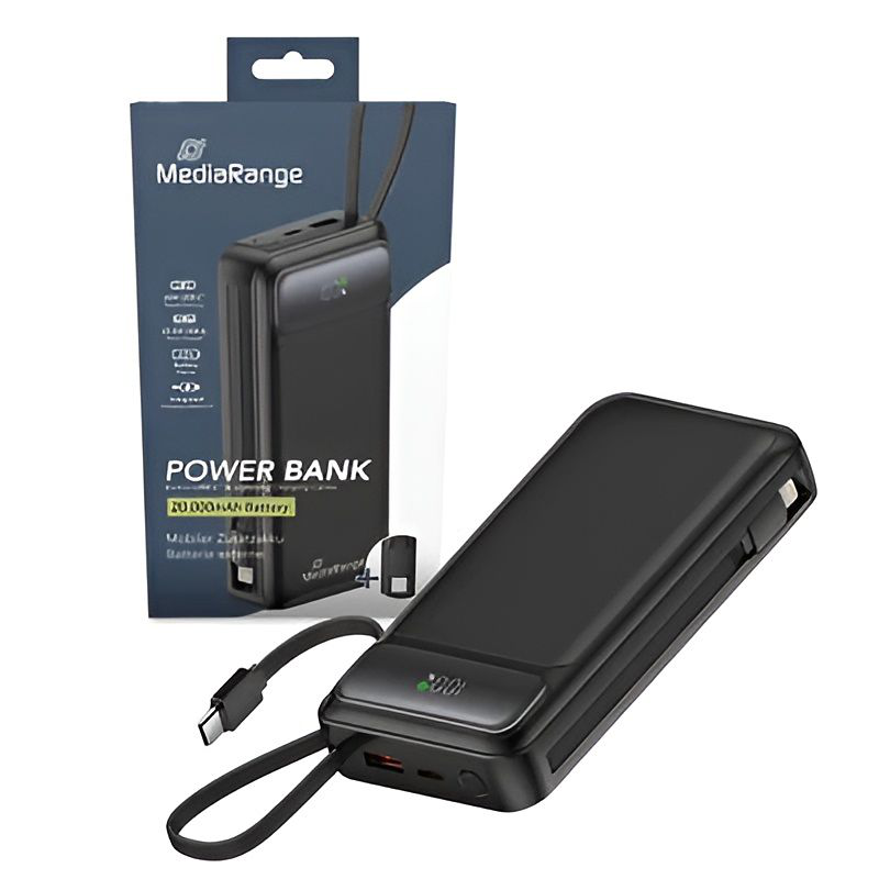 Mediarange mrma756 powerbank 20.000mAh quick charge&trade; 22.5w &mu;&epsilon; &epsilon;&nu;&sigma;&omega;&mu;&alpha;&tau;&omega;&mu;έ&nu;&alpha; &kappa;&alpha;&lambda;ώ&delta;&iota;&alpha; &phi;ό&rho;&tau;&iota;&sigma;&eta;&sigmaf;, , medium-null