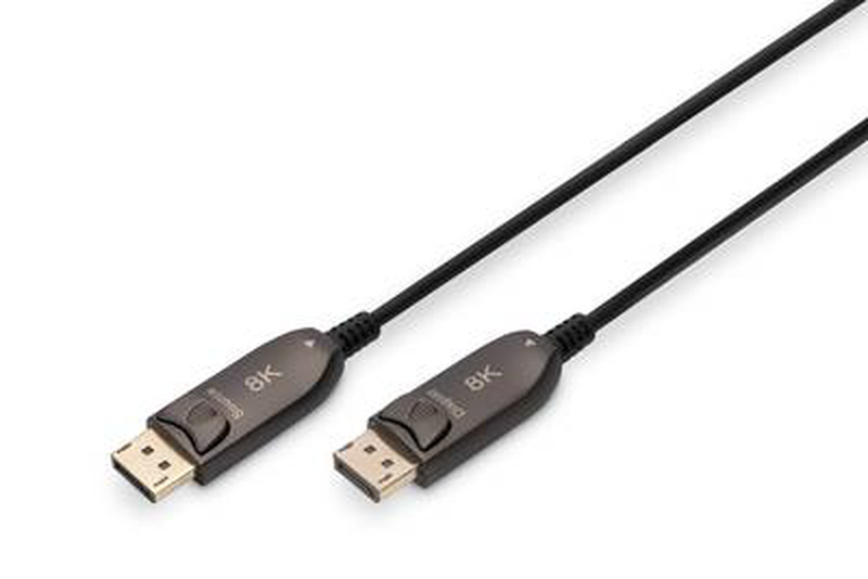 Digitus / displayport cable / displayport (m) to displayport (m) / displayport 1.4 / 10 m / snap fastener, active optical cable (aoc), dolby dts-hd master audio support, dolby truehd support, fec, 4k120hz support, 8k60hz (7680 x 4320) s, , medium-null