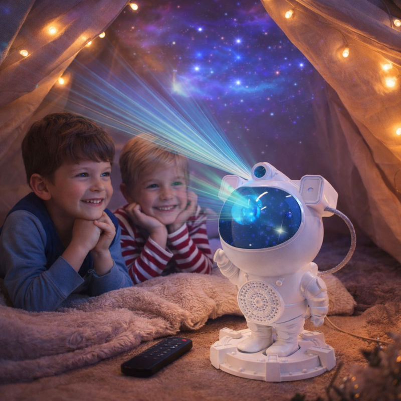 Green lyca astronaut wireless speaker projector with color changing, 360&deg; rotation & remote control ages 3+, , medium-null