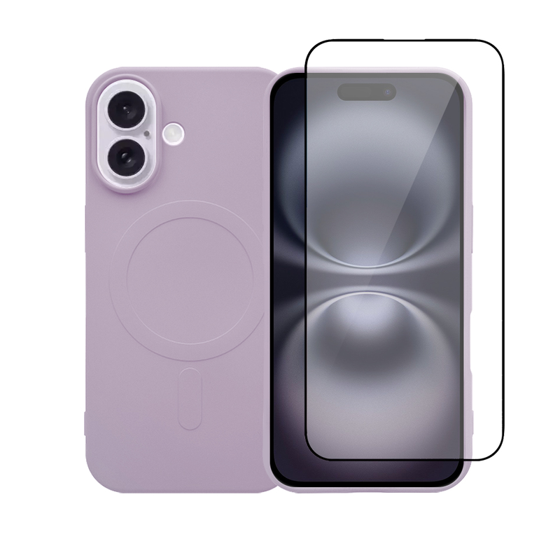 iPhone 16 plus MagSafe silicone case & glass purple-null