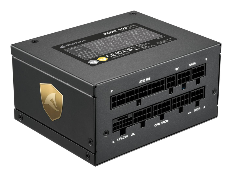 Sharkoon rebel p20 sfx 1000w sfx psu 80+ platinum cybenetics fully modular atx 3.1 12v-2x6 black-null