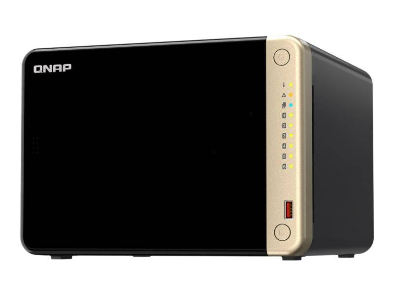 Qnap ts-664 6-bay nas intel celeron n5095 8GB ddr4 dual m.2 nvme dual 2.5GBe 4k HDMI diskless black ts-664-8g-null