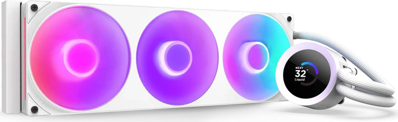Nzxt kraken plus 360 rgb aio liquid CPU cooler 360mm 3x120mm f360 rgb fans 1.54in 240x240 lcd intel AMD white-null