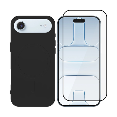 iPhone 17 Air MagSafe silicone case & full face glass black &theta;ή&kappa;&eta; &kappa;&iota;&nu;&eta;&tau;&omicron;ύ &, Black, medium