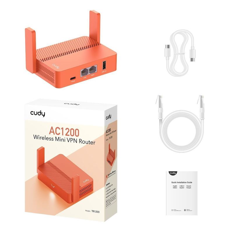 Cudy router ac1200 dual band Wi-Fi mesh vpn USB travel tr1200, , medium-null