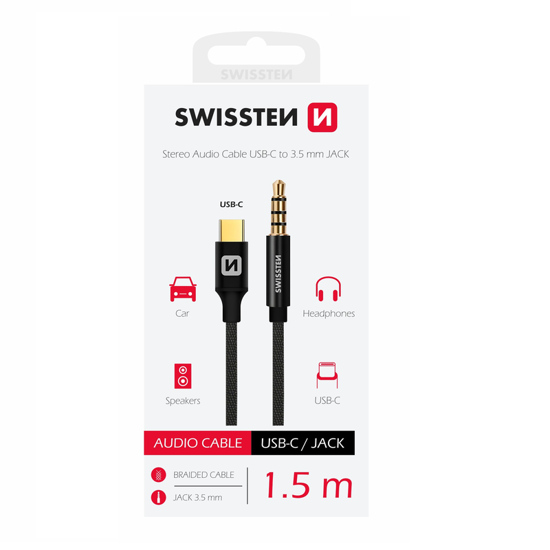 Swissten  audio USB-c to 3.5mm jack 1.5m black, , medium-null