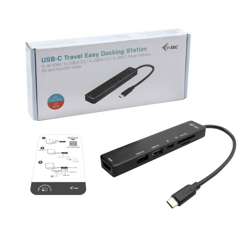 I-tec USB-c travel easy dock 6-in-1 HDMI 4k USB sd microsd 60w pd-null