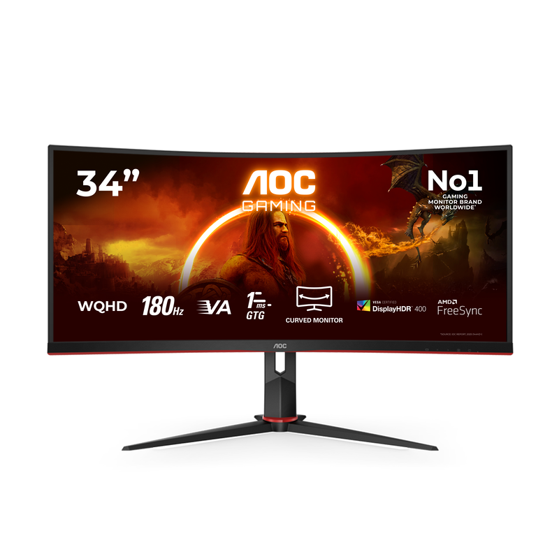 Aoc cu34g2xp 34" monitor curved 180hz freesync wqhd 3440x1440-null