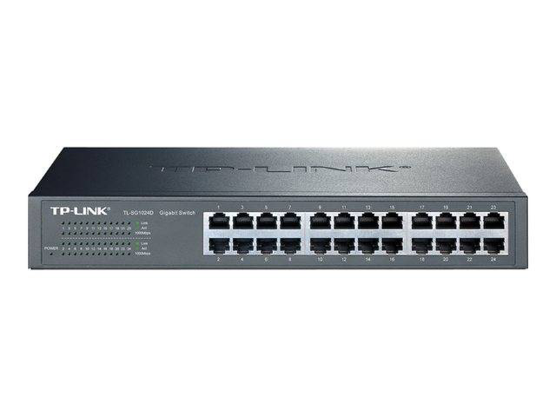 Tp-link tl-sg1024d 24-port gigabit unmanaged rackmount switch steel case plug and play-null