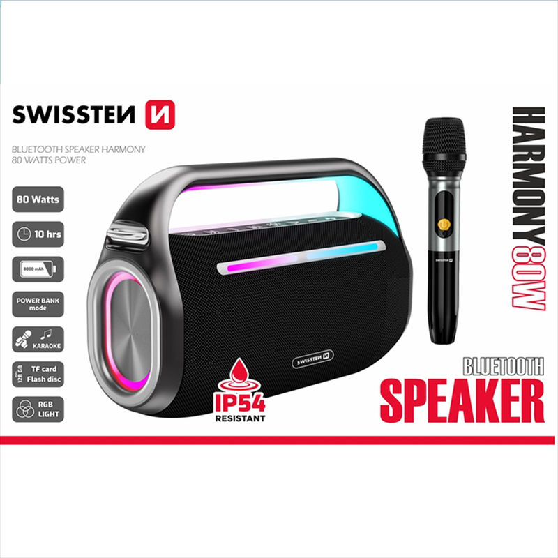 Product image: Swissten karaoke bluetooth speaker harmony 80w black, , medium-null