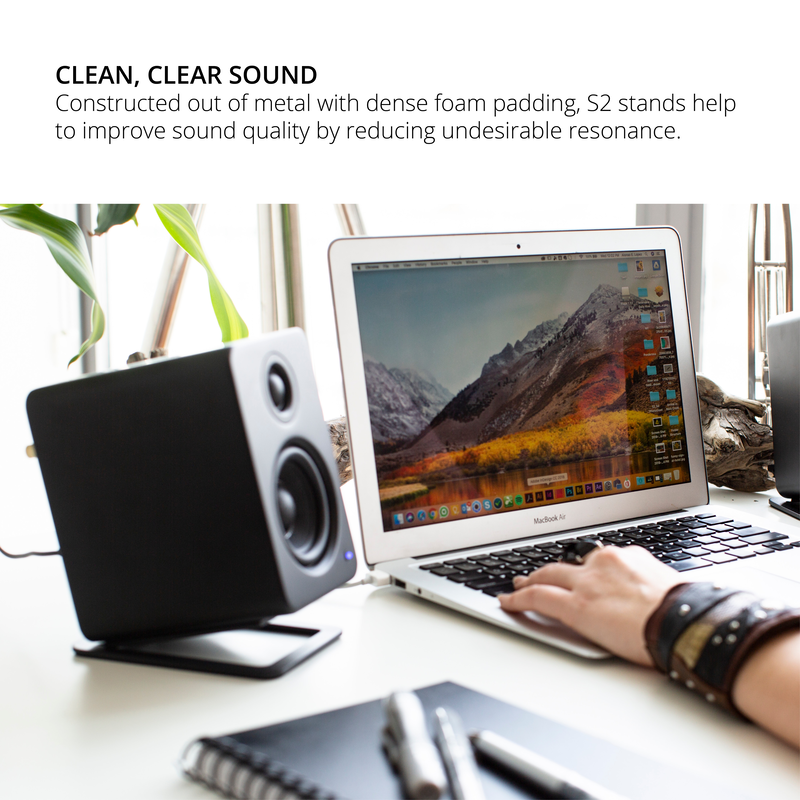 Kanto s2 angled desktop speaker stands for small speakers - black, pair-null