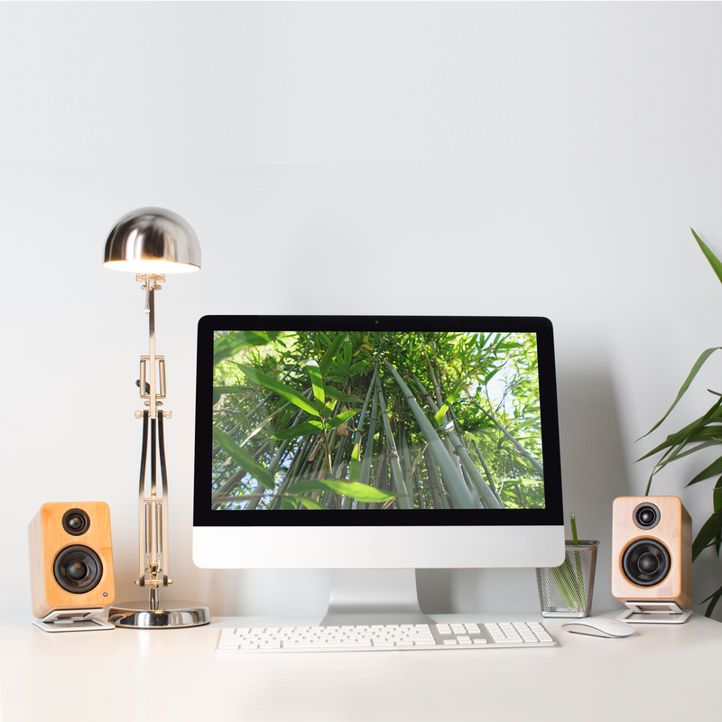 Kanto s2w angled desktop speaker stands for small speakers - white, pair-null