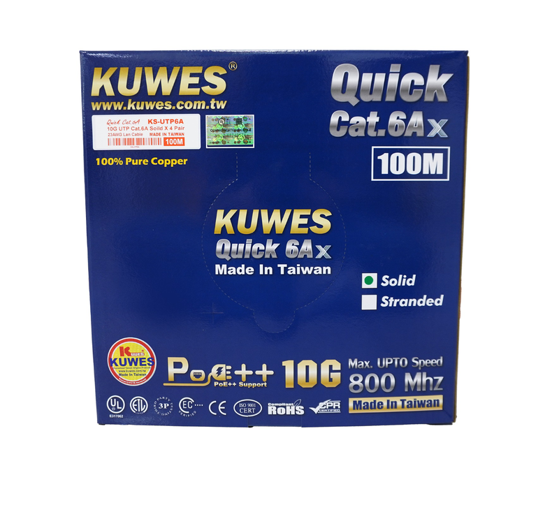 Kuwes cat6a utp pure copper indoor 100m grey, , medium-null