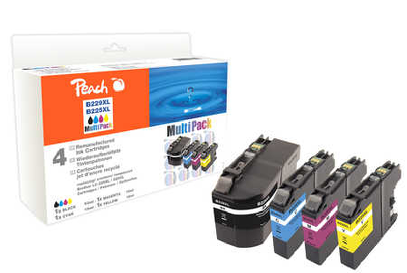 Peach combi-pack - 4-pack - black, yellow, cyan, magenta - compatible - remanufactured - ink cartridge (alternative for: brother lc229xxl, brother lc225xl) - for brother mfc-j5320dw, mfc-j5620dw, mfc-j5625dw, mfc-j5720dw, , medium-null