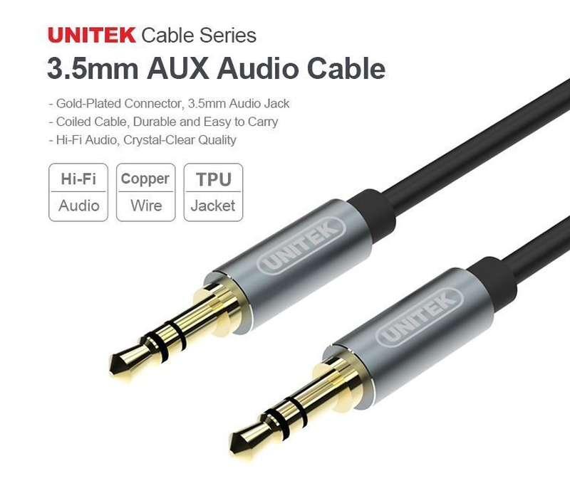 Unitek y-c926abk 3.5mm to 3.5mm audio cable 1.0m, , medium-null
