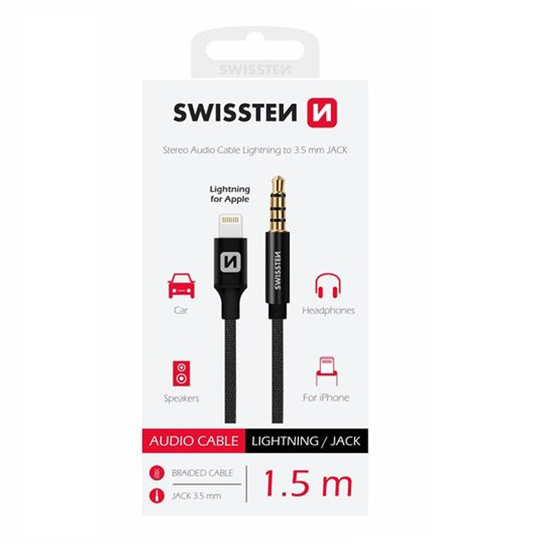 Swissten  audio lightning to 3.5mm jack 1.5m black, , medium-null