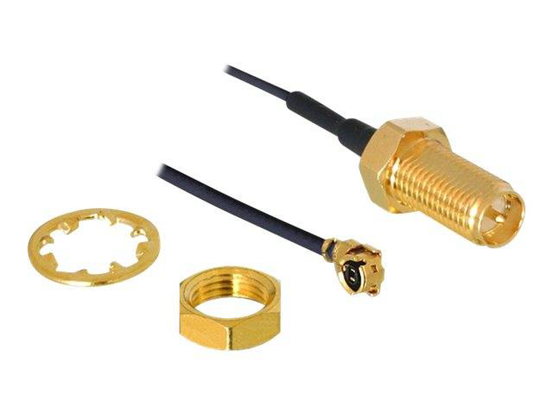 Delock hf antenna connection for installation - i-pex (m) to rp-sma (f) - 35 cm - black, , medium-null