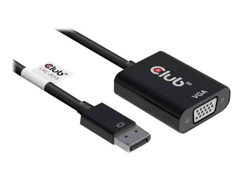 Club 3d - adapter - displayport (m) to hd-15 (vga) (f) - displayport 1.1 - 22.86 m - 1920 x 1200 (wuxga) support - black-null