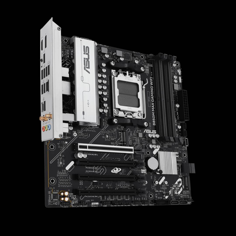 Asus b850m max gaming Wi-Fi micro-atx motherboard socket am5 AMD b850 ddr5 pcie 5.0 triple m.2 Wi-Fi 6GBe black-null