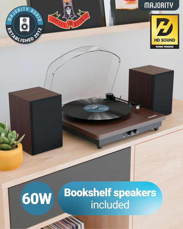 Majority turntable moto plus incl 60w speakers & audio technica cartridge, , medium-null