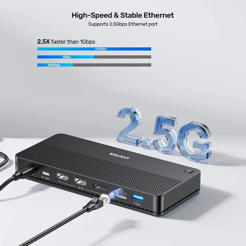 Unitek USB-c hub 13in1 8k triple display docking station d1104a01, , medium-null