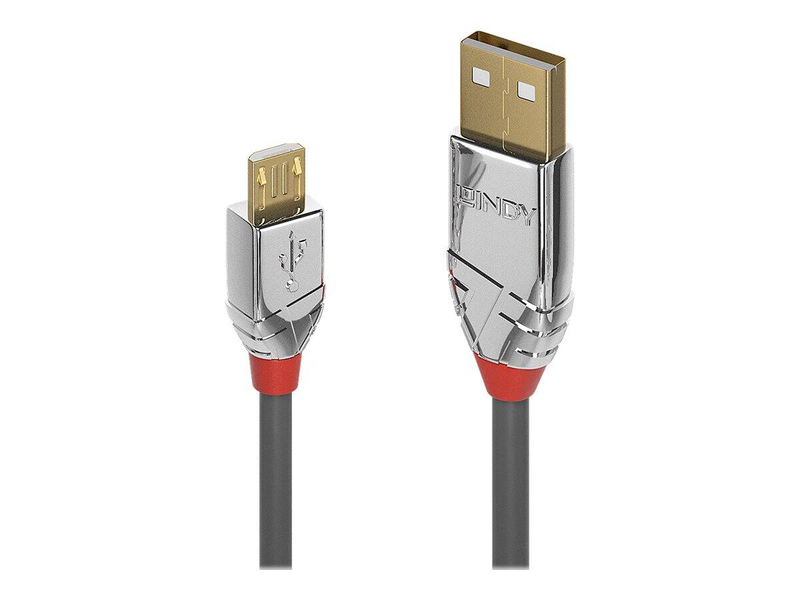 Lindy cromo - USB cable - USB (m) to micro-USB type b (m) - USB 2.0 - 5 m - round - grey-null