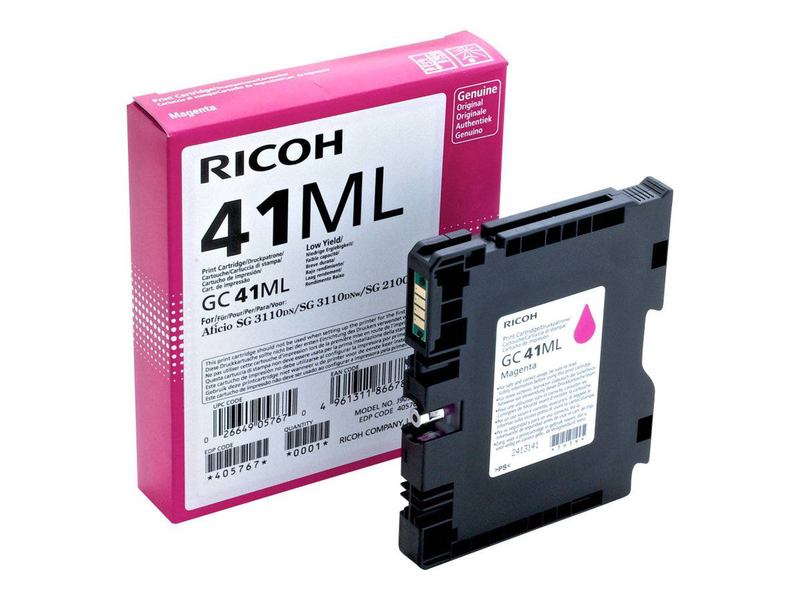 Ricoh gc 41ml / low yield / magenta / original / ink cartridge / for ricoh sg 2100n, sg 3100snw, sg 3110dn, sg 3110dnw, sg 3110sfnw, sg 3120b sfnw, sg 7100dn, , medium-null
