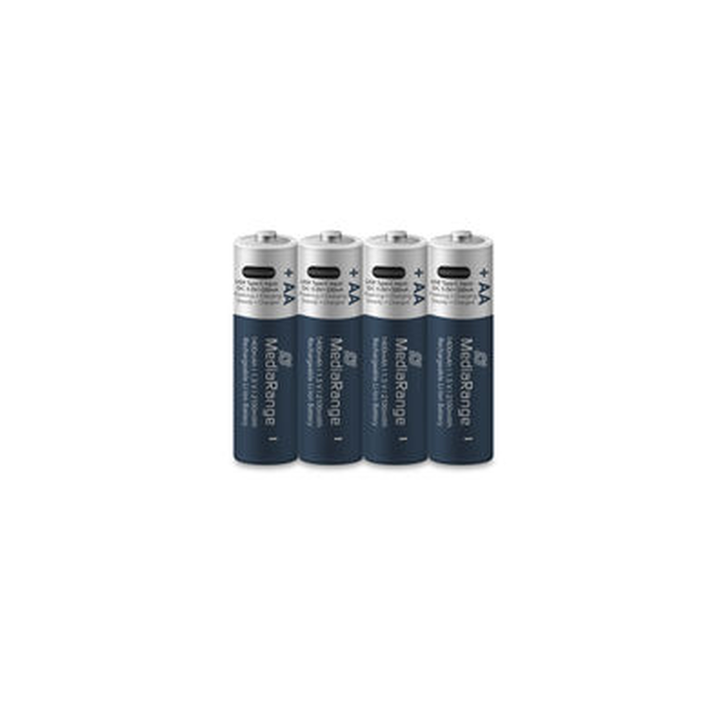 Mediarange rechargeable USB-c li-ion batteries, mignon aa i 1.5v i 1.400mAh, 4-pack, , medium-null