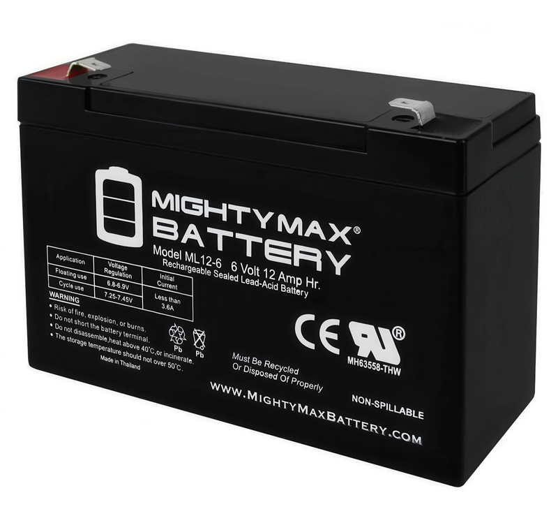 Mighty max 6v 12ah premium sealed lead acid battery, , medium-null