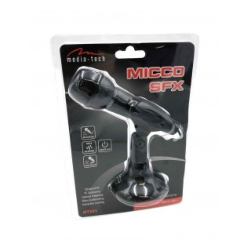 Μικρόφωνο h/y media-tech mt393 μαύρο με διακόπτη λειτουργίας και αποσπώμενη βάση στερέωσης, , medium-null