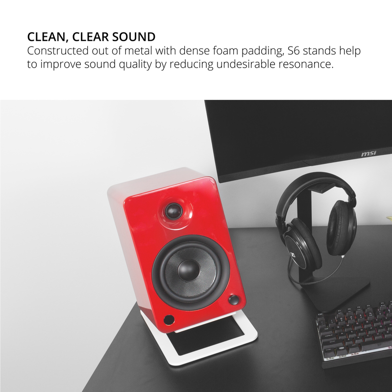 Kanto s6w angled desktop speaker stands for large speakers - white, pair-null