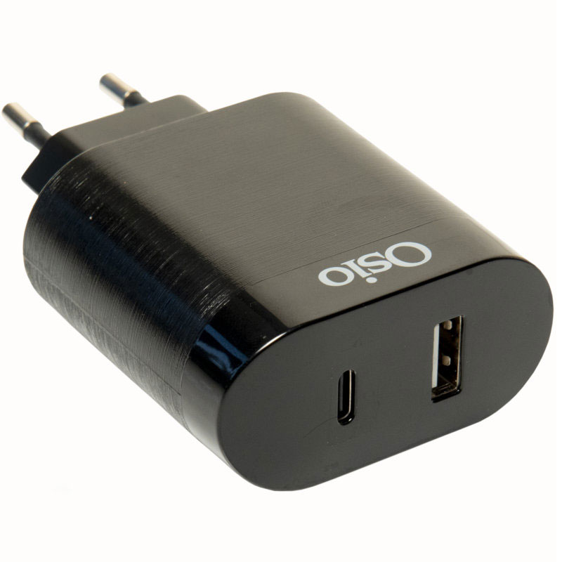 Product image: Osio otu-5904b double mobile charger with USB Type-C and USB type-a - 18w, , medium-null