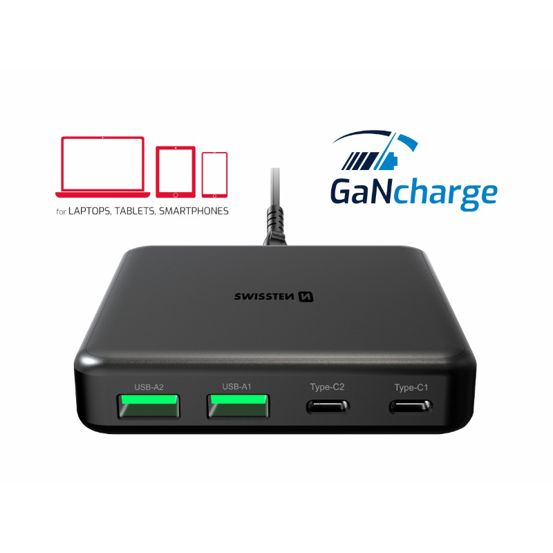 Swissten compact gan desktop charger - black, , medium-null